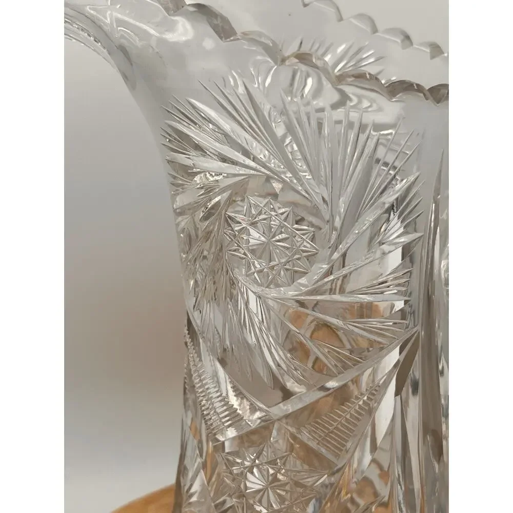 FABULOUS AMERICAN BRILLIANT PERIOD: CUT GLASS EWER/PITCHER/JUG: ABP Chiseled